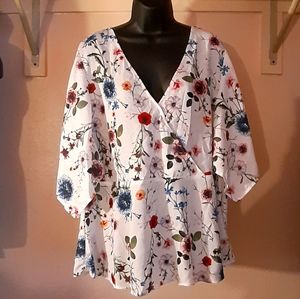 PERSAYA Floral Blouse Butterfly Sleeves